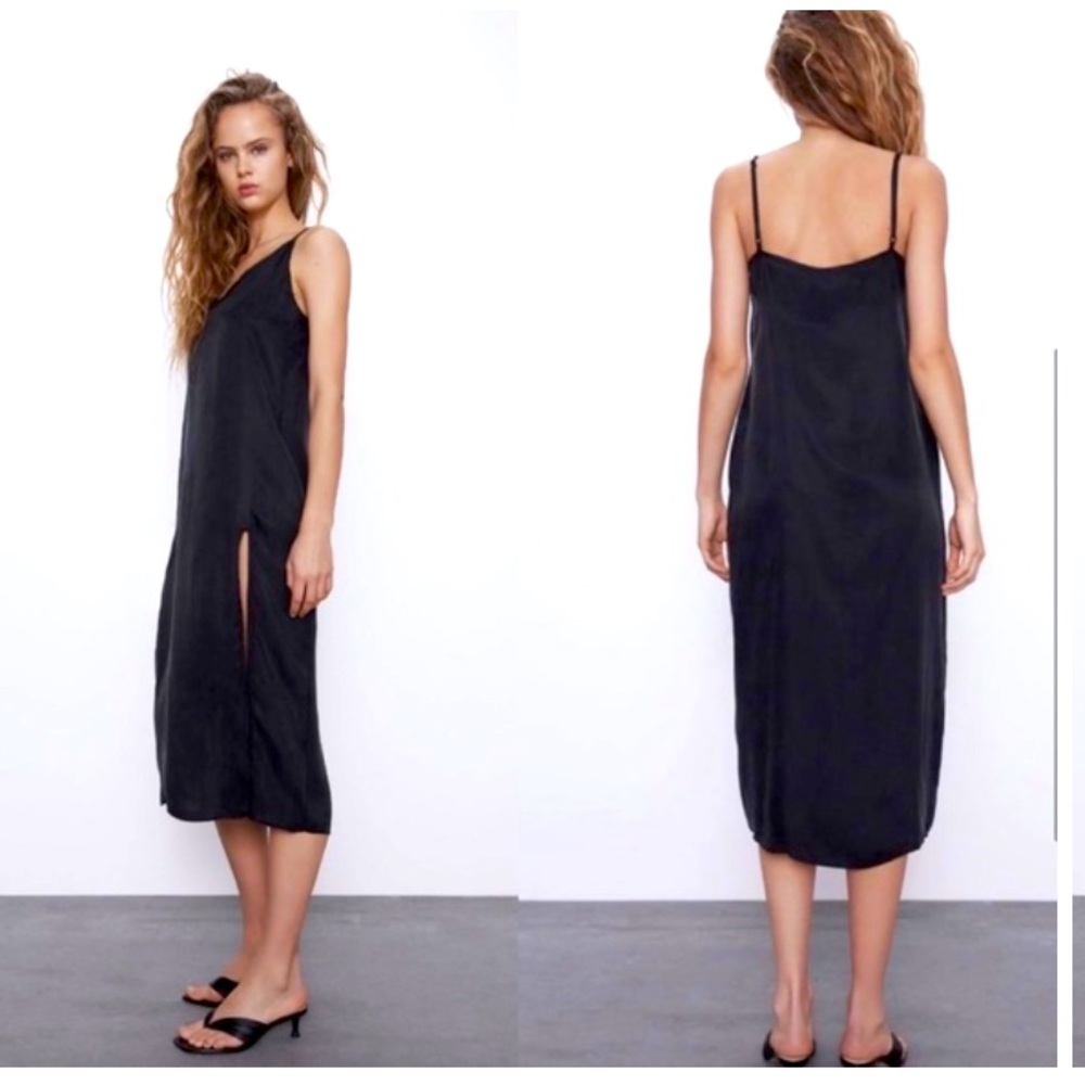 Zara Fillsens cami dress with high side slit